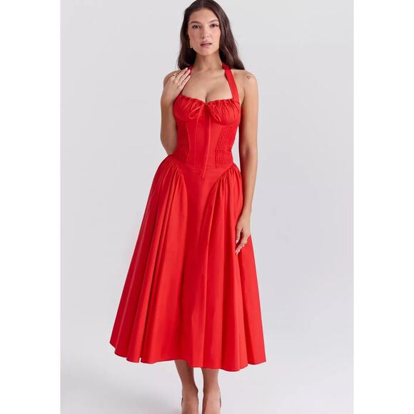 ADABELA $276 SmallITALIAN TOMATO COTTON HALTER SUNDRESS $255